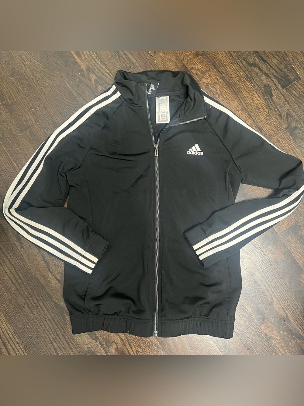 adidas Black Lightweight Track Jacket with White Stripes